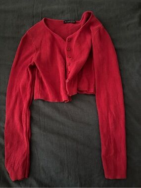 Brandy Melville Red Cropped Cardigan